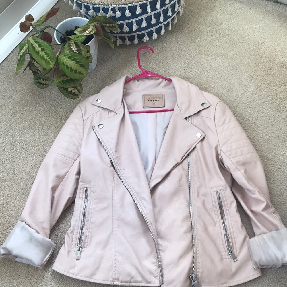 BLANKNYC blush pink leather jacket